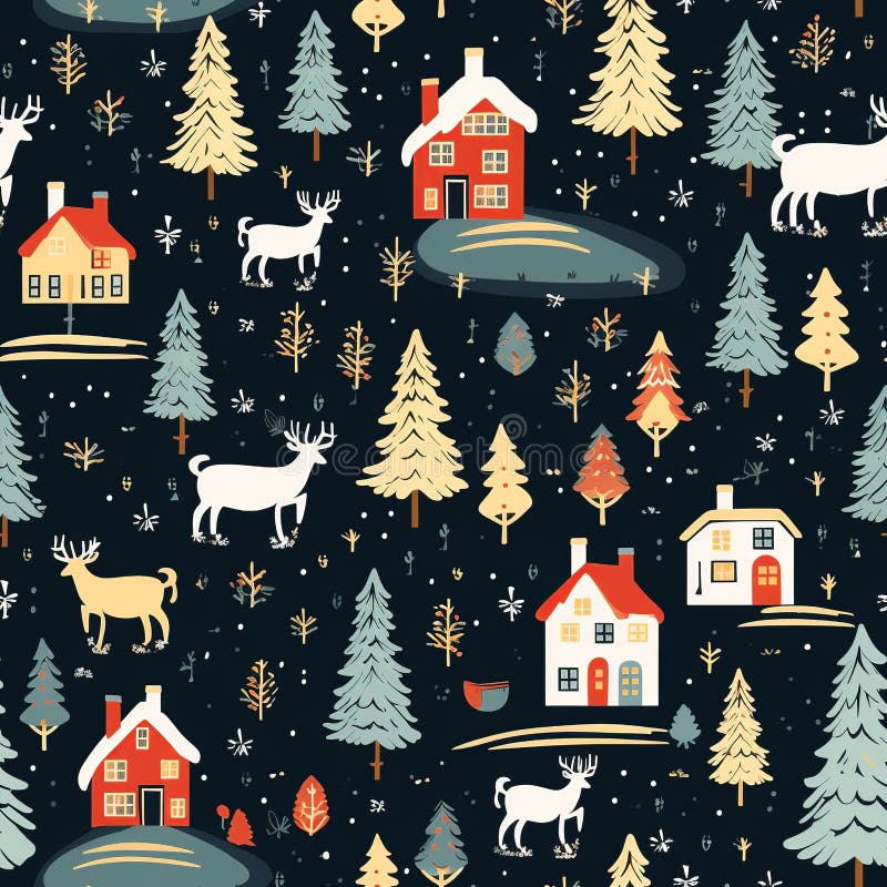 Folklore Weihnachtsfest nahtlos Muster lizenzfreie stockbilder