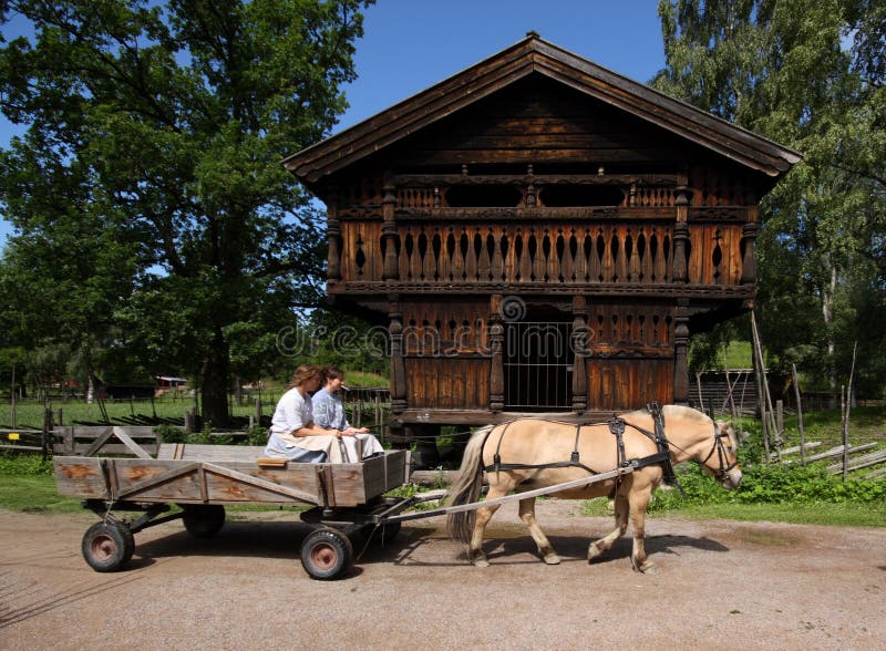 Norsk Folkemuseum, the Norwegian Museum of Cultural History at Bygdoy in Oslo, is a large open air museum. It was established in 1894, contains over 150 buildings which have been relocated from different districts of Norway. This is an example of a building that was used for storage. During summer season volunteers are wearing folk costumes and showing the original live and customs. Norsk Folkemuseum, the Norwegian Museum of Cultural History at Bygdoy in Oslo, is a large open air museum. It was established in 1894, contains over 150 buildings which have been relocated from different districts of Norway. This is an example of a building that was used for storage. During summer season volunteers are wearing folk costumes and showing the original live and customs.