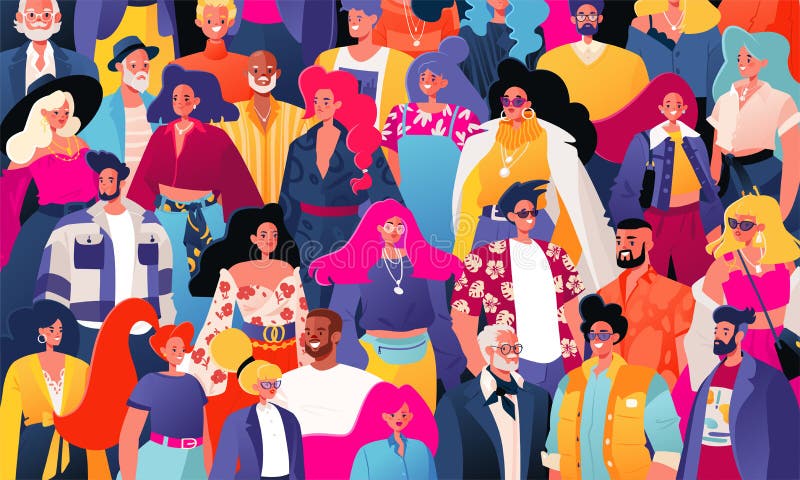 Folkmängd. vektorillustration. Jämställdhet mellan könen stock illustrationer