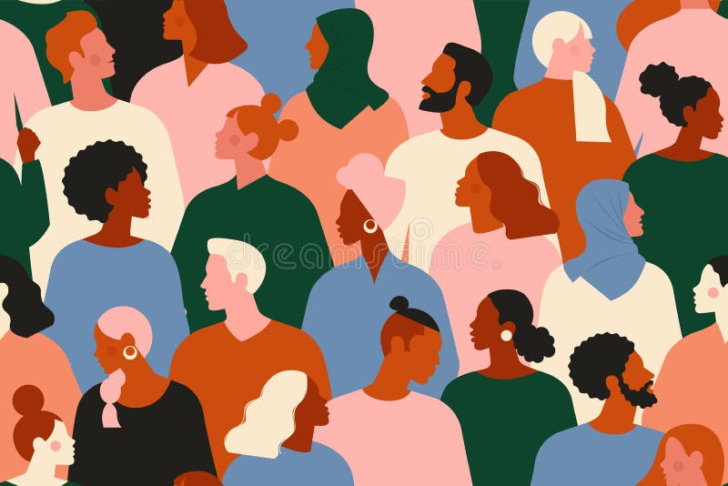 Folla di giovani e anziani uomini e donne vestite di hipster alla moda Diversi gruppi di persone eleganti stanno insieme Folla di giovani e anziani uomini e donne vestite di hipster alla moda Diversi gruppi di persone eleganti stanno insieme