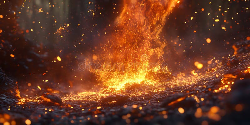 Folla in fiamme circonda un'enorme struttura di bruciature.
