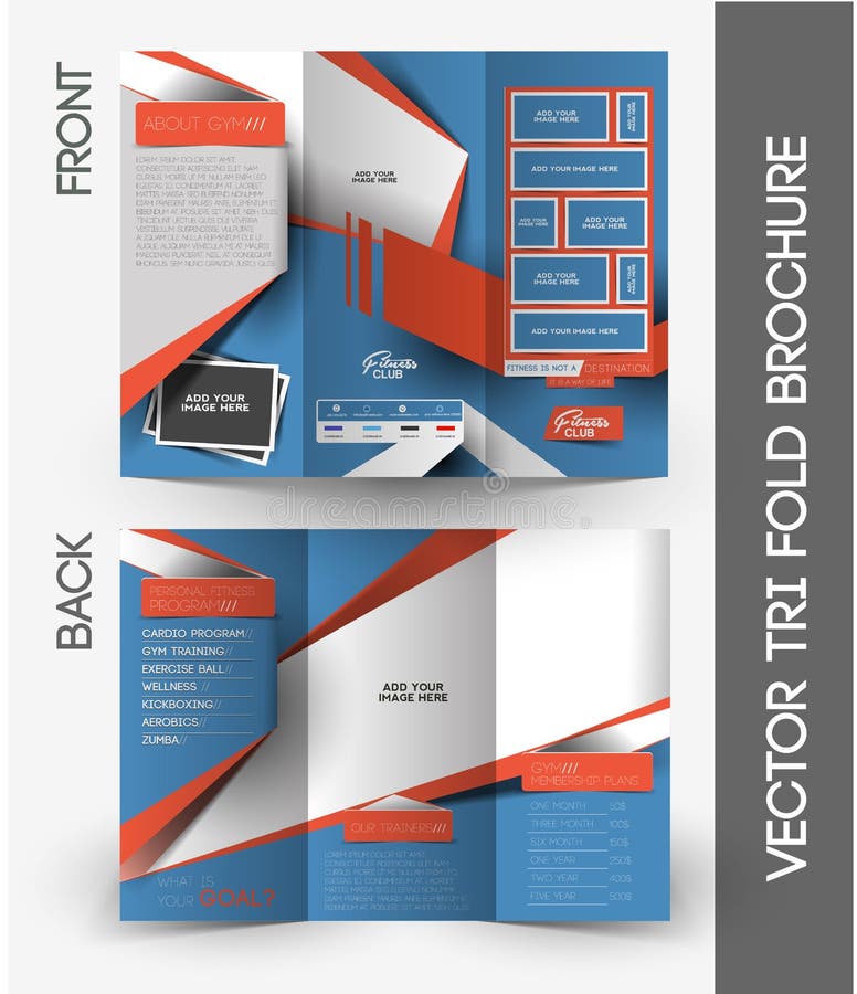 Folleto triple del centro de aptitud ilustración del vector
