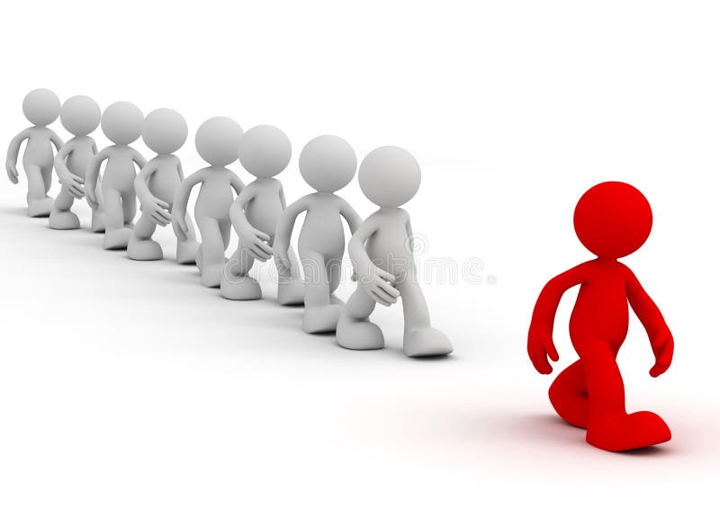 Follow the leader concept 3d illustration stock illustration