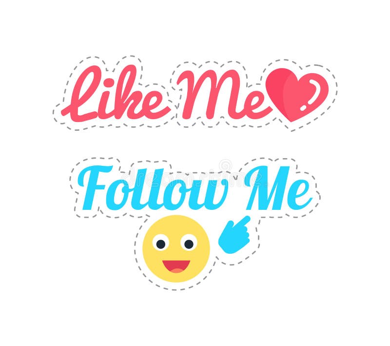 Follow Me Emoji And Text Thumb Sticker Vector Stock Vector Illustration Of Emoticon Impact 133776729