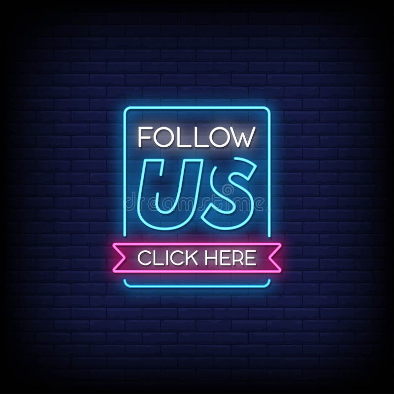 Follow Us Click Here Neon Signs Style Text Vector Stock Vector ...