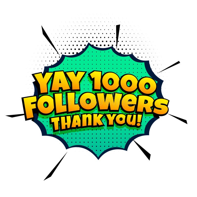 1000 follower success template in comic style royalty free illustration
