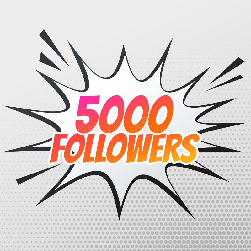 5000 follower success template in comic style vector illustration
