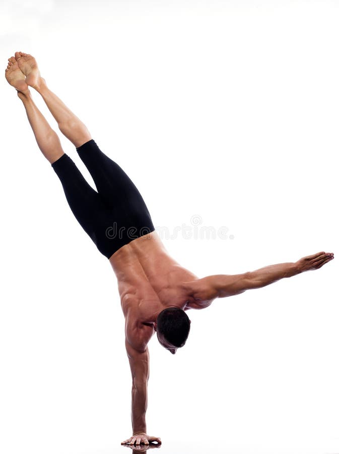 folował gimnastyczny handstand długości mężczyzna joga obrazy stock folował gimnastyczny handstand długości mężczyzna joga obrazy stock