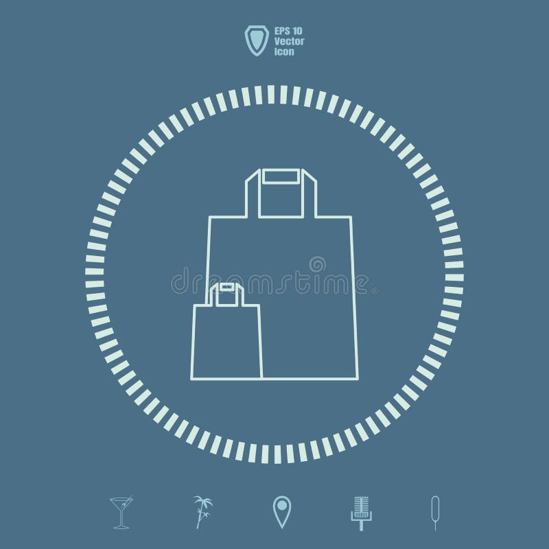 Two shopping bags line vector icon. Flat design style. Fon view vectors