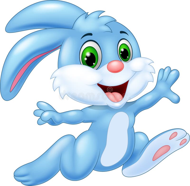 Fonctionnement de lapin de bande dessinée et heureux illustration libre de droits Fonctionnement de lapin de bande dessinée et heureux illustration libre de droits
