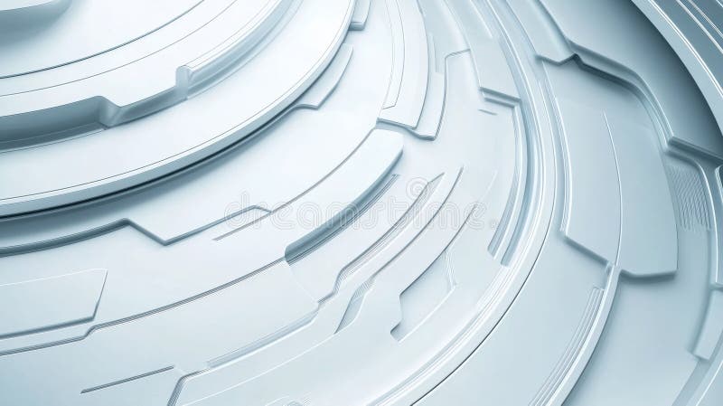 Fond abstract alb-futurist cu tipare circulare pe straturi ai stock photography