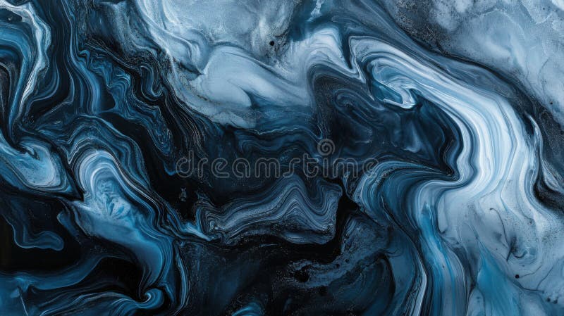 Fond abstract de cerneală albastră în apă. textură fractală fantastică stock illustration