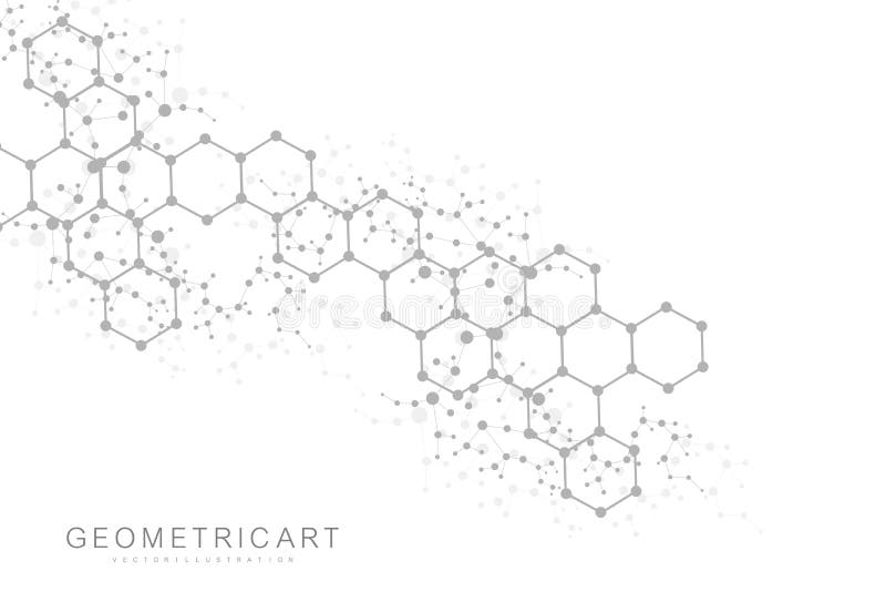 Fond abstract hexagonal. vizualizare mare a datelor. conexiune rețea globală. știință în domeniul medicinei vector illustration