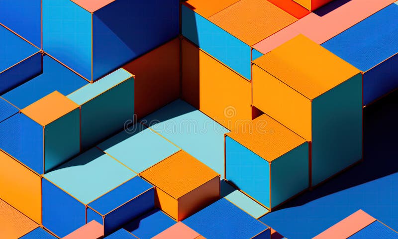 Fond abstract strălucitor al diverselor forme geometrice generate de inteligența artificială. stock image