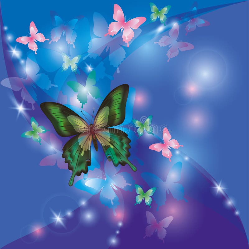 Fond abstract strălucitor cu fluture royalty free illustration