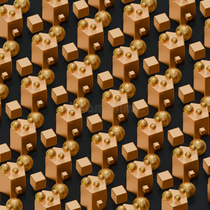 Fond abstract sub formă de forme aurii. textura bilelor metalice lucioase. o expoziție 3d luxoasă stock illustration