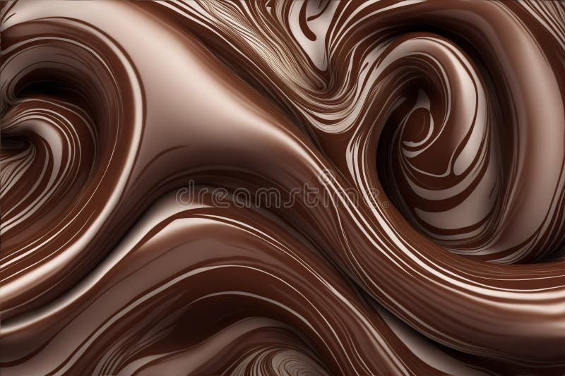 Fond abstrait avec coulante de chocolat liquide vawes délicieux chocolat brun foncé design dessert papier peint pour illustration libre de droits