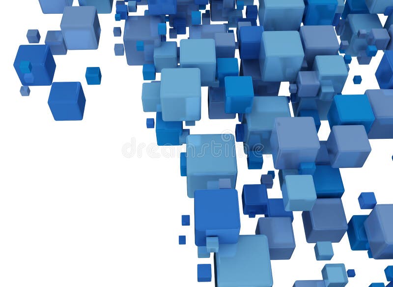 Abstract 3d background with blue cubes on white. Abstract 3d background with blue cubes on white