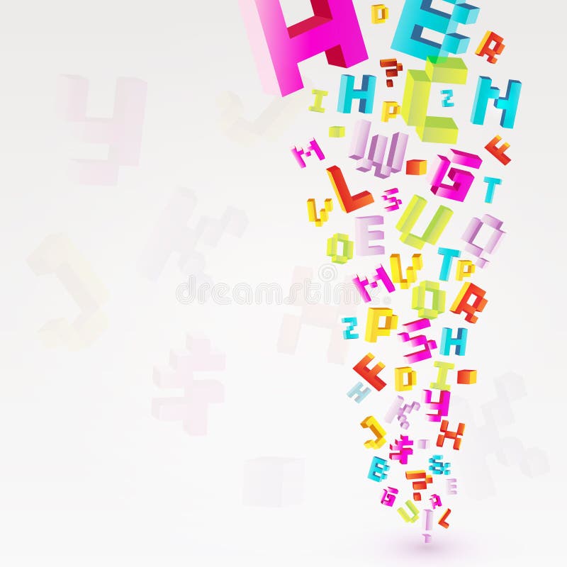 Abstract background with colorful letters, alphabet design. Abstract background with colorful letters, alphabet design