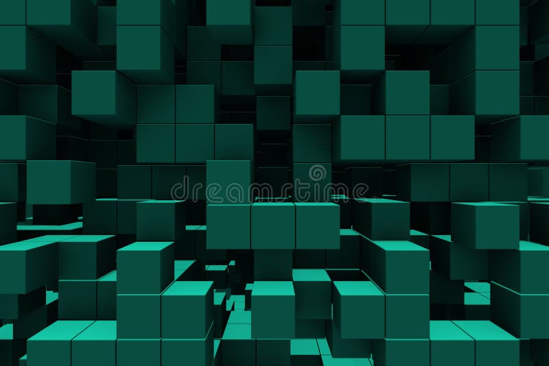 3d generated abstract background with green cubes. 3d generated abstract background with green cubes