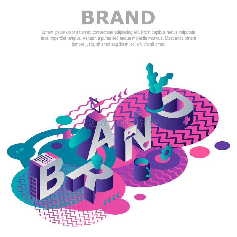 Fond abstrait de concept de marque, style isométrique illustration de vecteur Fond abstrait de concept de marque, style isométrique illustration de vecteur