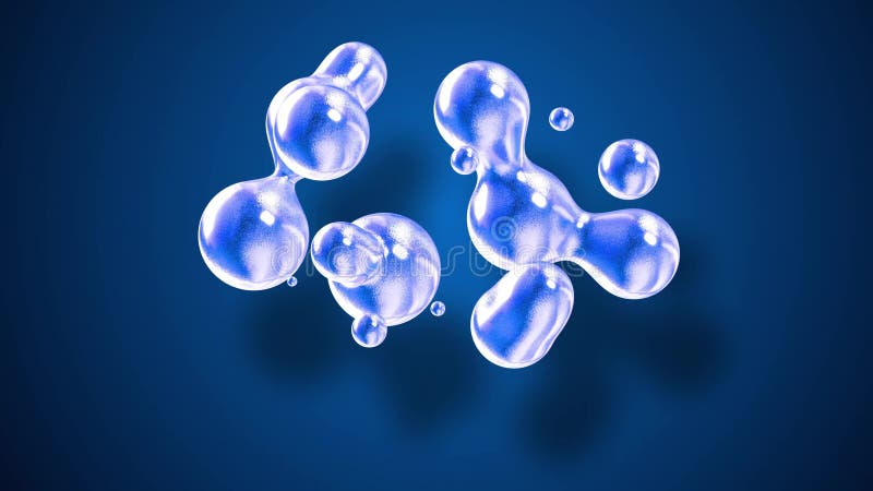 Fond abstrait des amasing metaballs comme si les gouttes de verre ou les sphères remplies d'étincelles bleues fusionnent ensemble illustration de vecteur