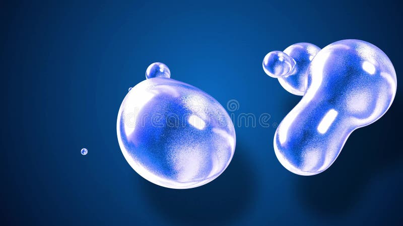 Fond abstrait des amasing metaballs comme si les gouttes de verre ou les sphères remplies d'étincelles bleues fusionnent ensemble illustration libre de droits