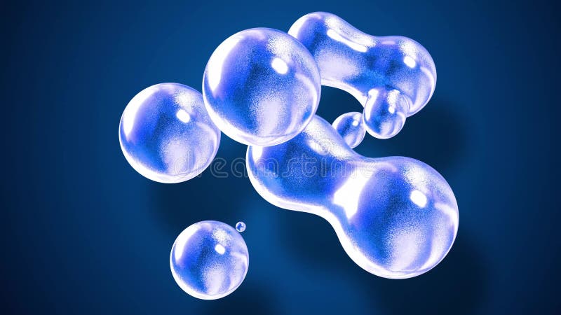 Fond abstrait des amasing metaballs comme si les gouttes de verre ou les sphères remplies d'étincelles bleues fusionnent ensemble illustration de vecteur