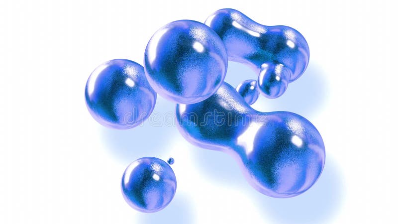 Fond abstrait des amasing metaballs comme si les gouttes de verre ou les sphères remplies d'étincelles bleues fusionnent ensemble illustration libre de droits
