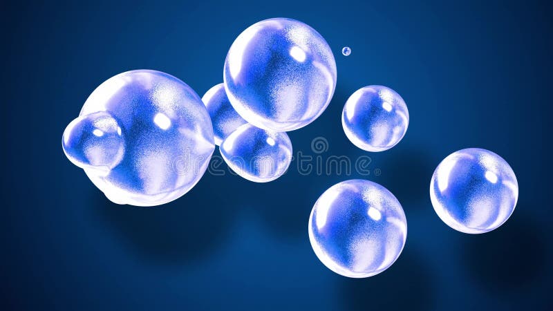 Fond abstrait des amasing metaballs comme si les gouttes de verre ou les sphères remplies d'étincelles bleues fusionnent ensemble illustration stock