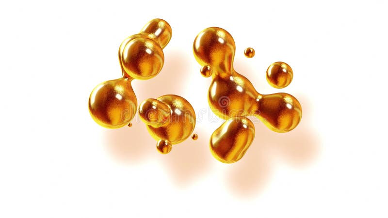 Fond abstrait des amasing metaballs comme si les gouttes de verre ou les sphères remplies d'étincelles d'or fusionnent ensemble et illustration de vecteur