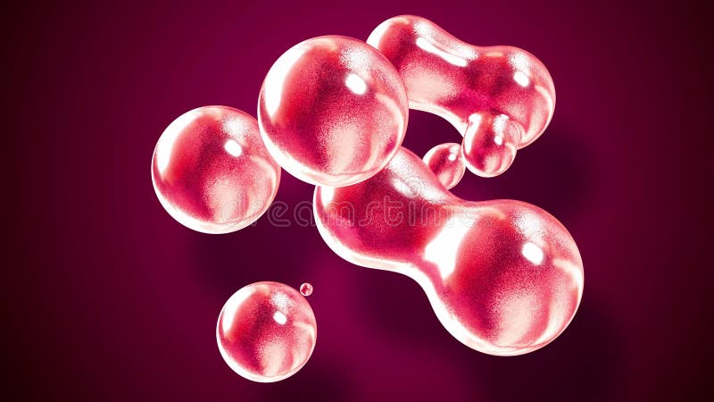 Fond abstrait des amasing metaballs comme si les gouttes de verre ou les sphères remplies d'étincelles rouges fusionnent ensemble illustration stock