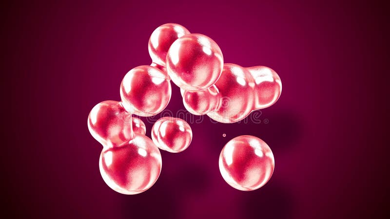 Fond abstrait des amasing metaballs comme si les gouttes de verre ou les sphères remplies d'étincelles rouges fusionnent ensemble illustration de vecteur