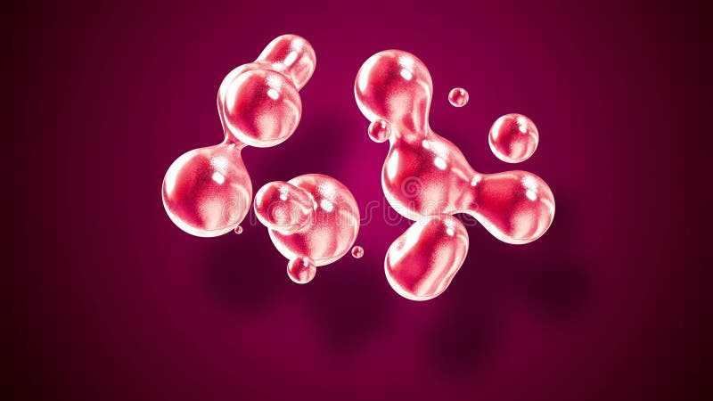 Fond abstrait des amasing metaballs comme si les gouttes de verre ou les sphères remplies d'étincelles rouges fusionnent ensemble illustration stock