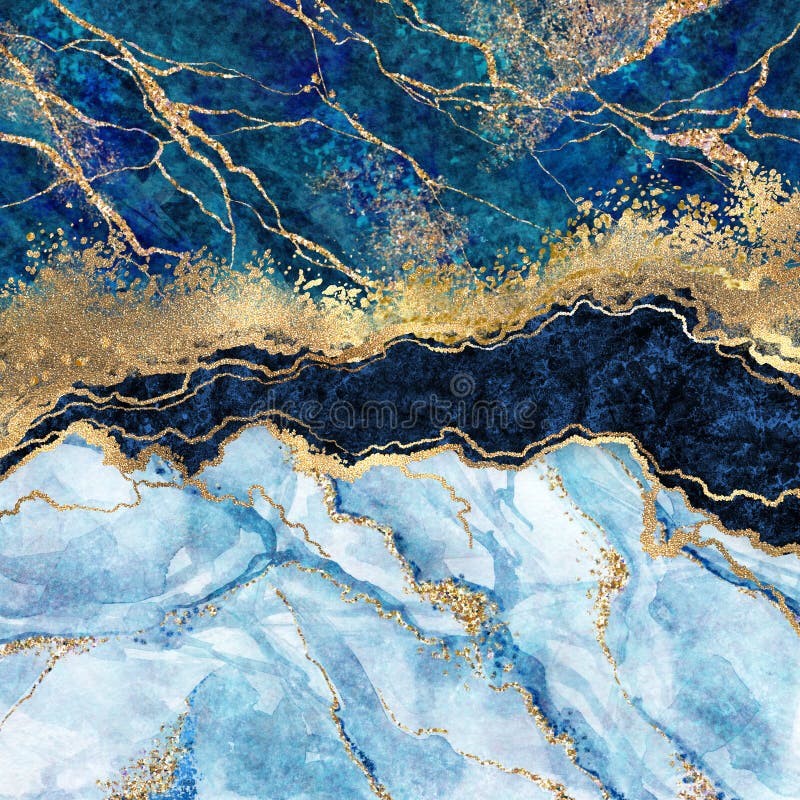 Fond abstrait, marbre bleu, fausse texture de pierre, peinture liquide, feuille d'or et éclat, marbré artificiel peint, marbre Fond abstrait, marbre bleu, fausse texture de pierre, peinture liquide, feuille d'or et éclat, marbré artificiel peint, marbre