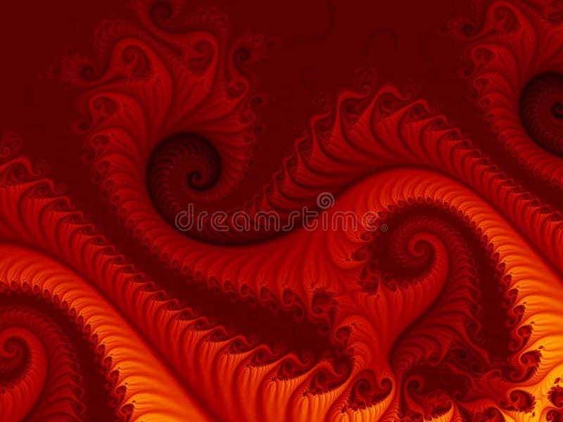 Fond abstrait rouge ardent de fractale avec les modèles de tourbillonnement, ressemblant à un dragon du feu illustration de vecteur Fond abstrait rouge ardent de fractale avec les modèles de tourbillonnement, ressemblant à un dragon du feu illustration de vecteur
