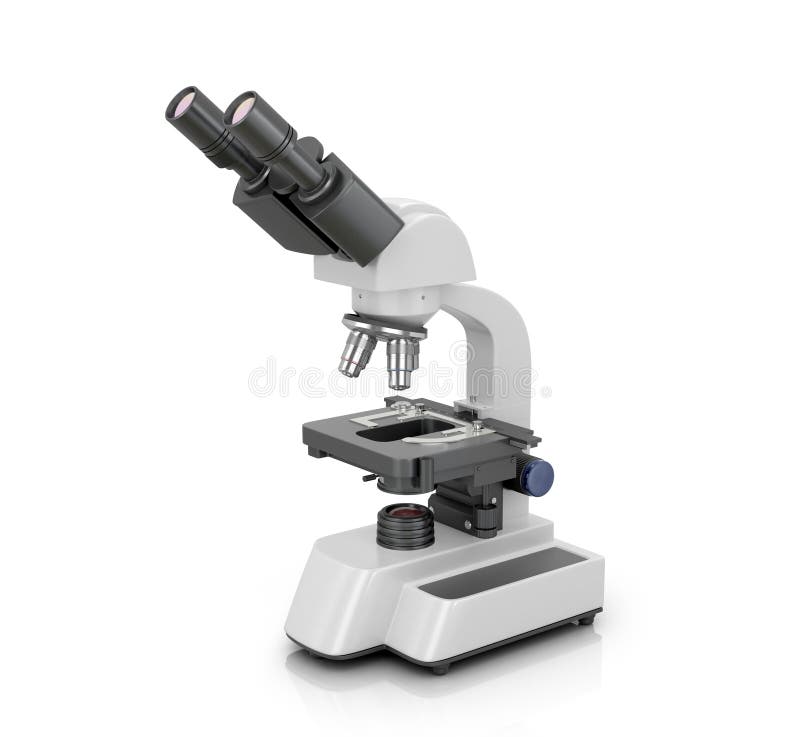 Fond alb izolat cu microscop. stock illustration