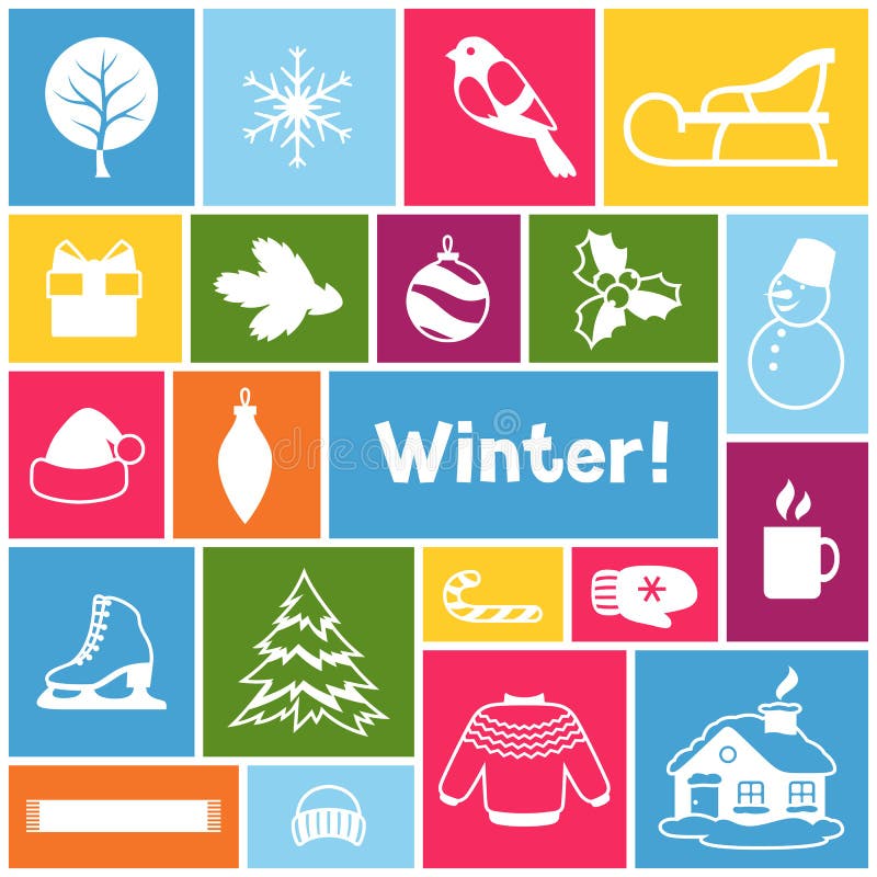 Download Fond Avec Des Objets D'hiver Articles De Vacances De Joyeux Noël, De Bonne Année Et Symboles Illustration de Vecteur - Illustration du joyeux, célébration: 77154031