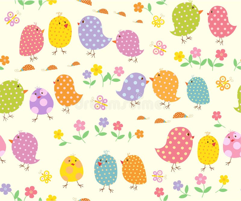 Seamless background with nestling and flowers. Seamless background with nestling and flowers