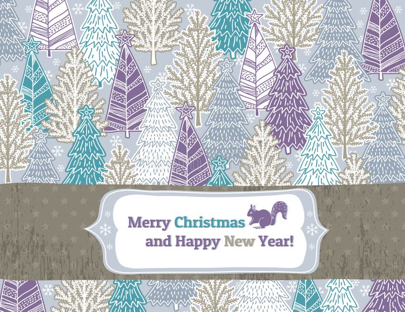 Fond avec la forêt d'arbres de Noël, illustration libre de droits Fond avec la forêt d'arbres de Noël, illustration libre de droits