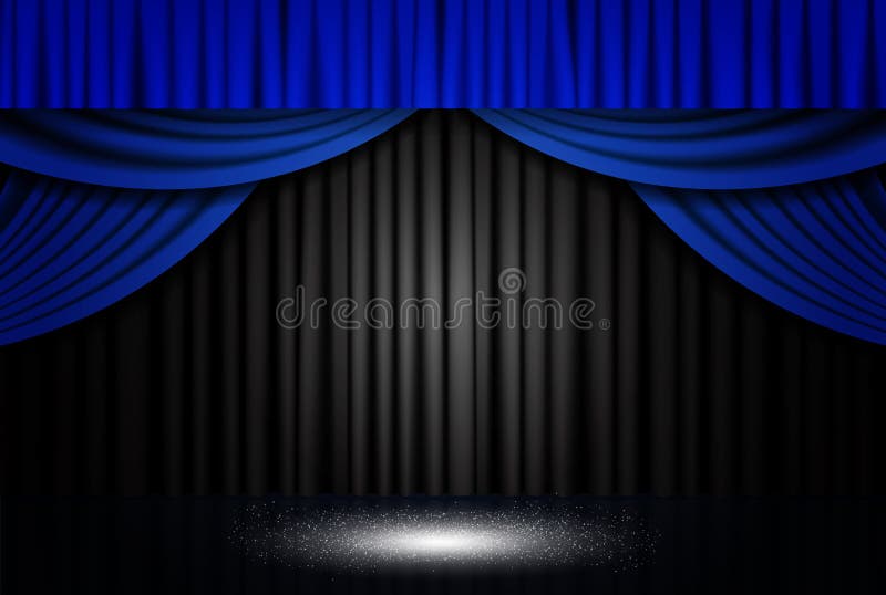 Fond avec le rideau bleu et noir en théâtre image stock Fond avec le rideau bleu et noir en théâtre image stock