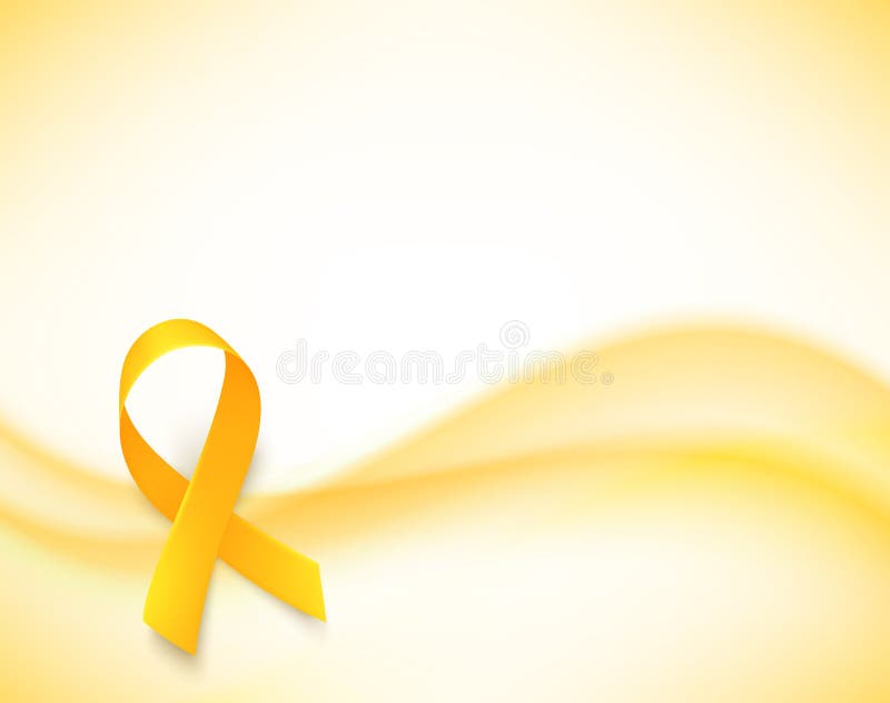 Fond avec le ruban jaune réaliste Symbole de conscience de cancer d'enfance du monde, illustration de vecteur