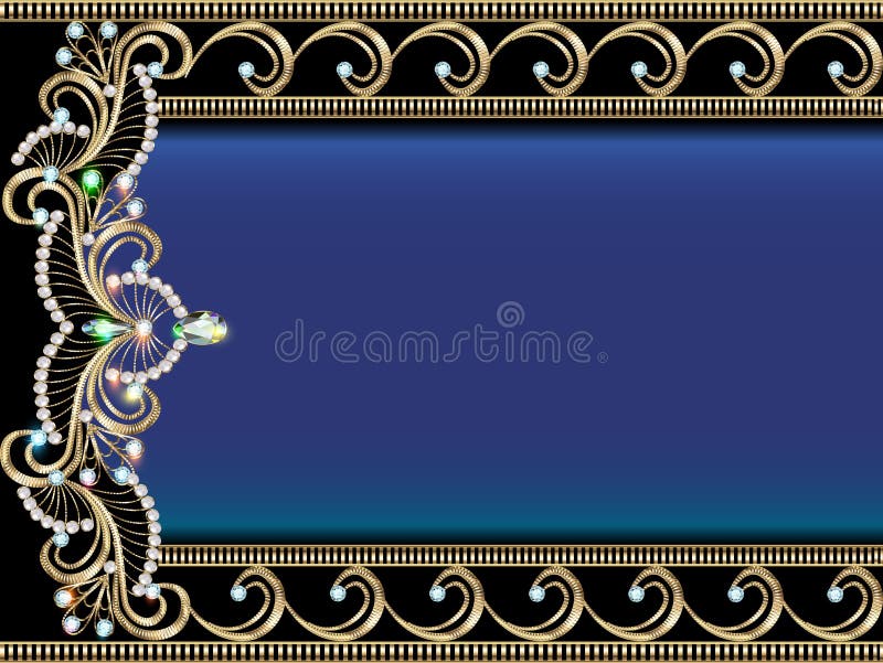 fond avec les ornements d'or avec le ston précieux illustration stock fond avec les ornements d'or avec le ston précieux illustration stock