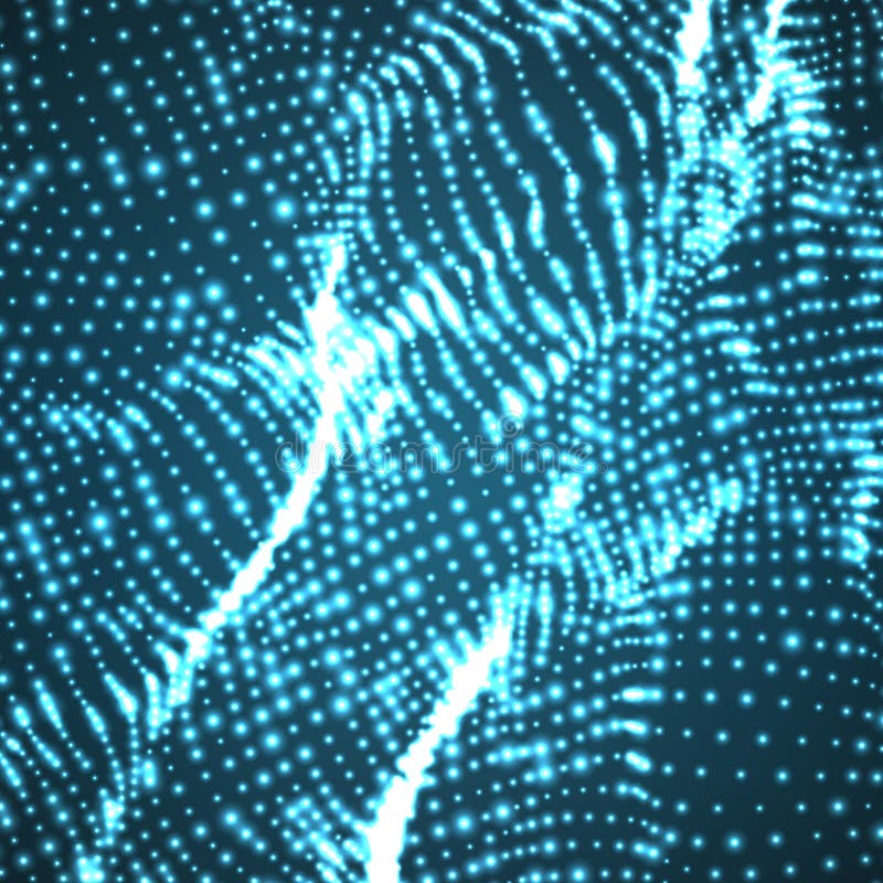 Fond bleu de maille de vague de vecteur abstrait Rangée de nuage de point Ondes lumineuses chaotiques Fond technologique de cyber illustration stock Fond bleu de maille de vague de vecteur abstrait Rangée de nuage de point Ondes lumineuses chaotiques Fond technologique de cyber illustration stock