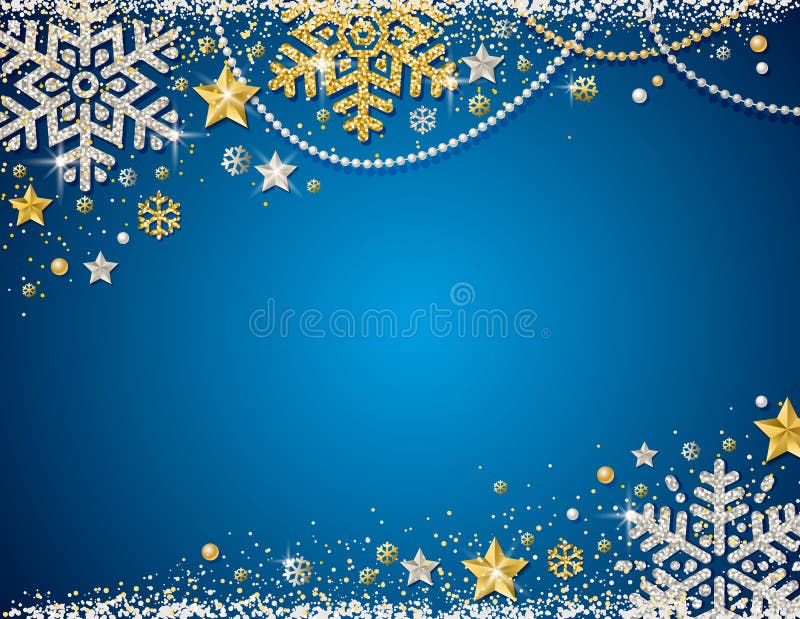 Fond bleu de Noël avec le cadre du glitte d'or et argenté illustration libre de droits Fond bleu de Noël avec le cadre du glitte d'or et argenté illustration libre de droits