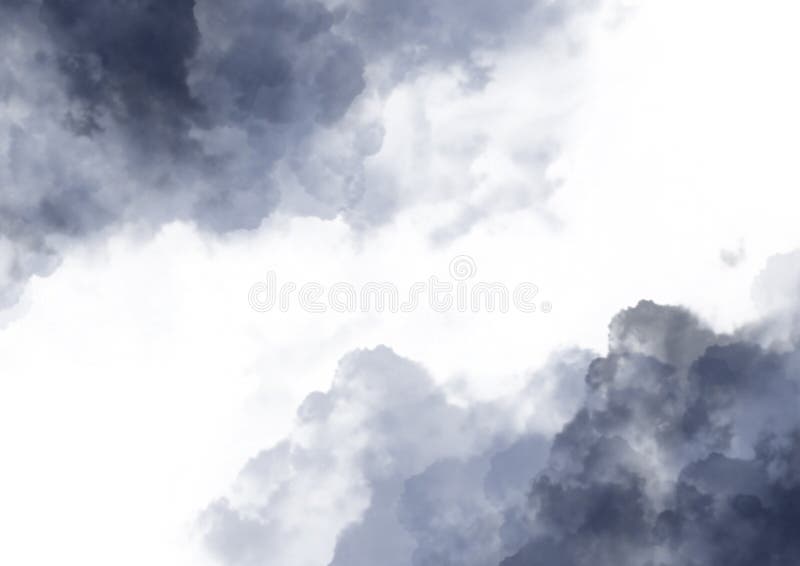 Hand drawn deep blue clouds on the we white background with free space between clouds. Hand drawn deep blue clouds on the we white background with free space between clouds