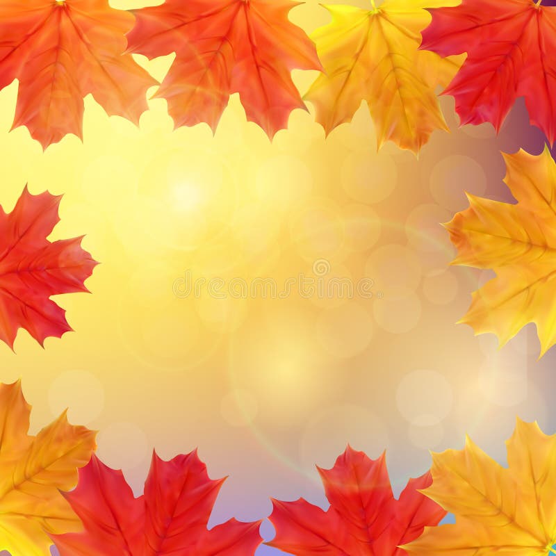 Fond brillant de bannière de feuilles d'automne. Illustration de vecteur