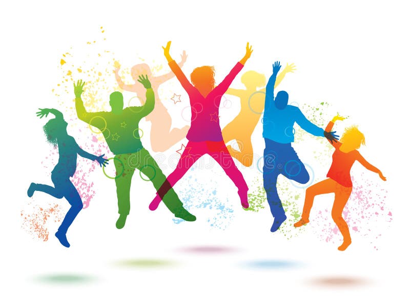 Fond coloré avec des gens qui dansent illustration stock