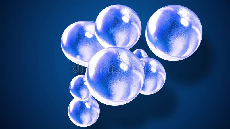 Fond d'abstrait des Amasing metaballs comme si les gouttes de verre ou des sphères remplies d'étincelles bleues fusionnent ensemb illustration stock