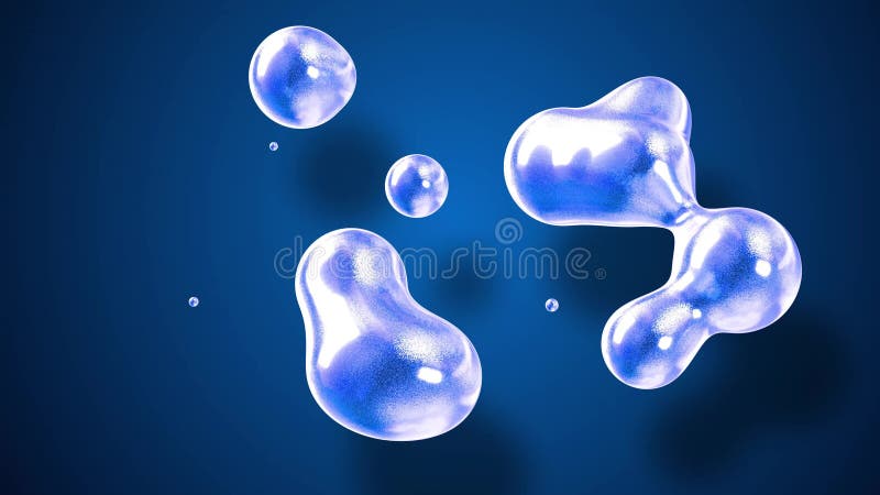 Fond d'abstrait des Amasing metaballs comme si les gouttes de verre ou les sphères remplies d'étincelles bleues fusionnent ensemb illustration de vecteur